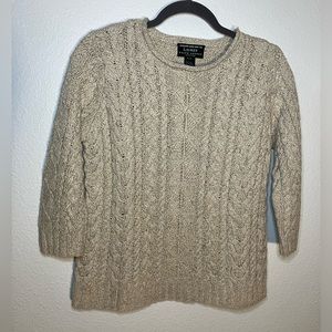 Vintage Ralph Lauren hand knit sweater petite‎ cream silk linen